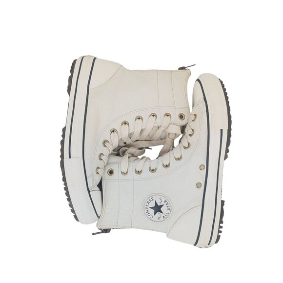 Converse Chuck Taylor Leather Sneakers Women Size 8.5 High Top Faux Fur Grunge - Picture 1 of 10